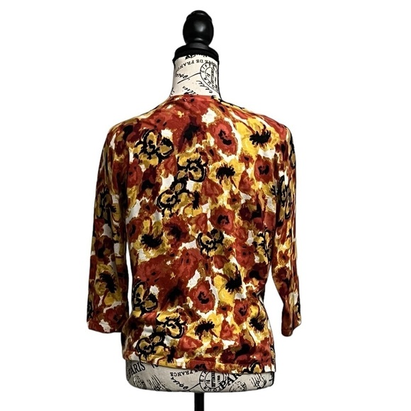 Nue Options Petite Floral Button Up Top PM 3/4 Sleeve Modest Boho Retro Fairy - Picture 5 of 10